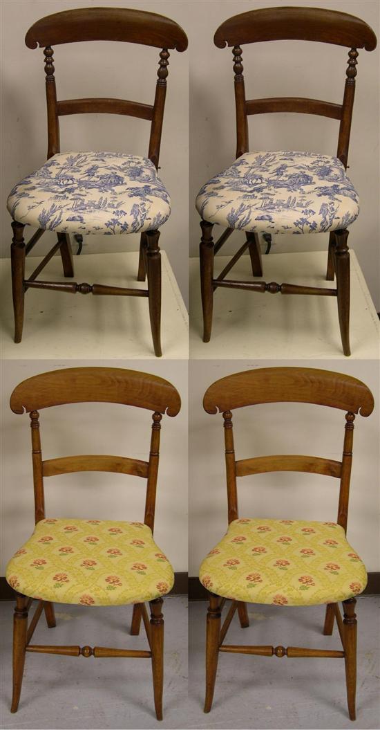 Appraisal: Two similar pairs of balloon seat side chairs shaped crests