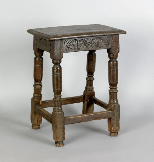 Appraisal: William Mary oak joint stool late th c with foliate