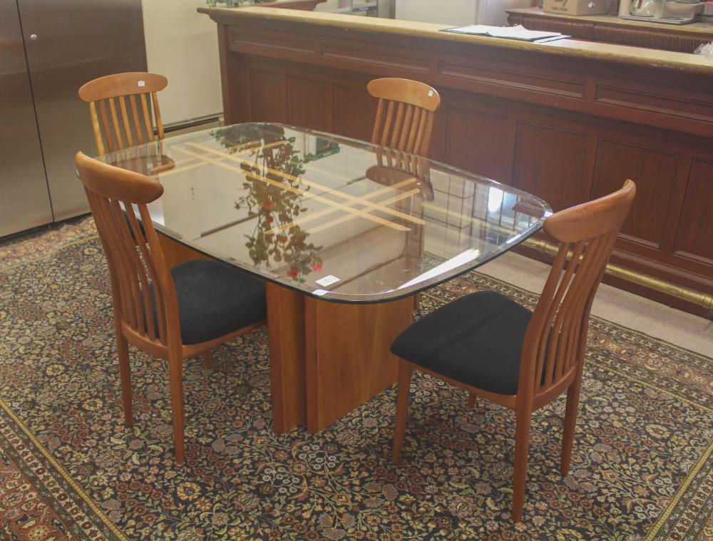 Appraisal: DANISH MODERN DINING TABLE AND FOUR CHAIRS mid- th century