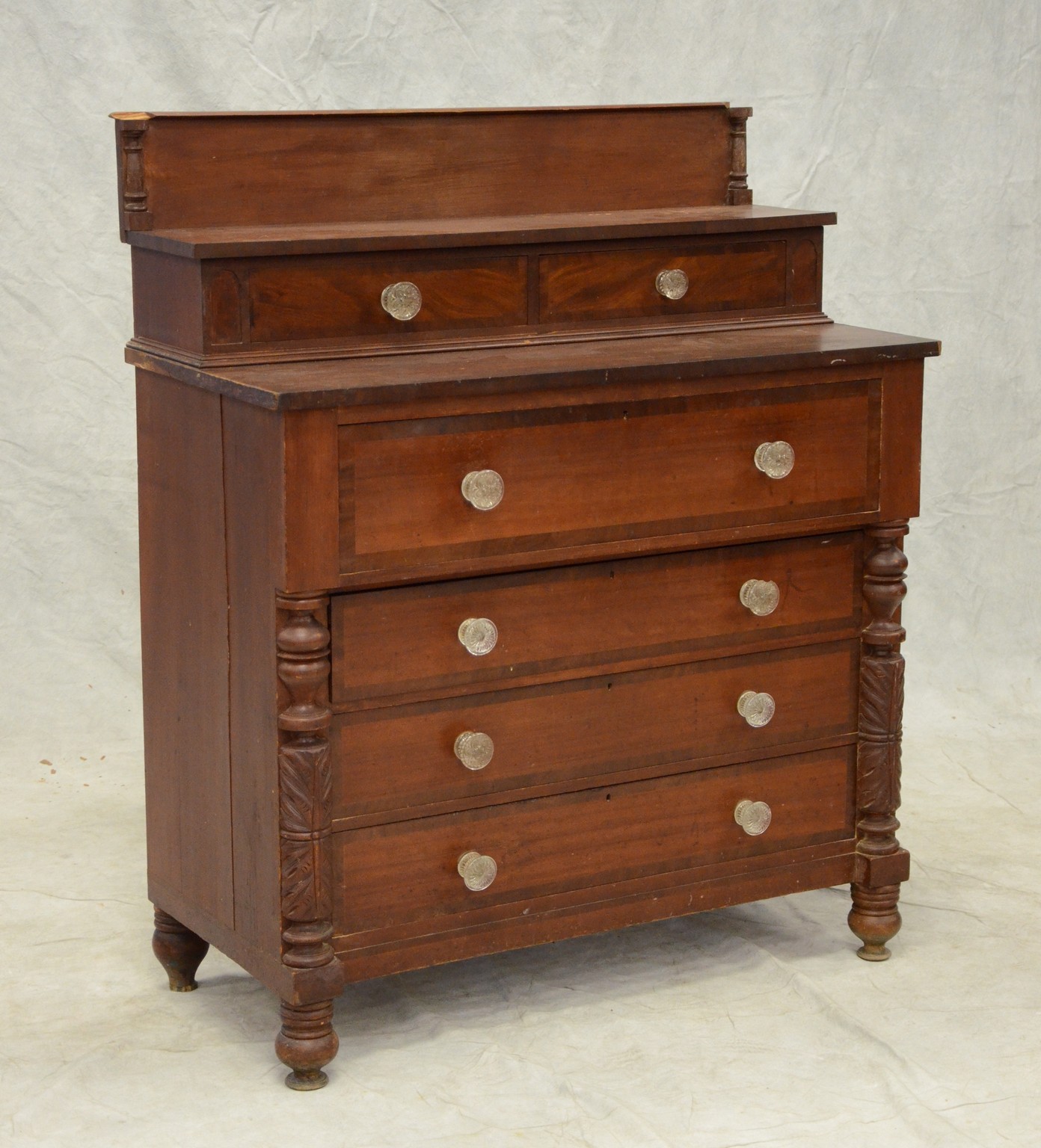 Appraisal: State of Maine mahogany Empire bureau with flush drawers bottom