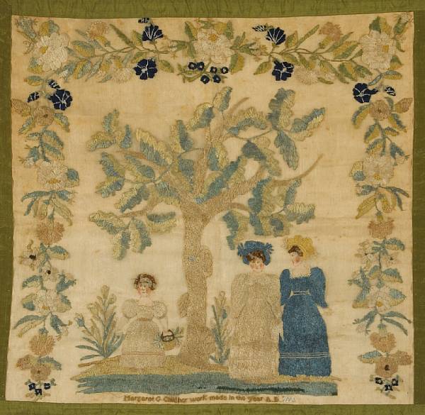 Appraisal: An American silk needlework picture Margaret C Child early th