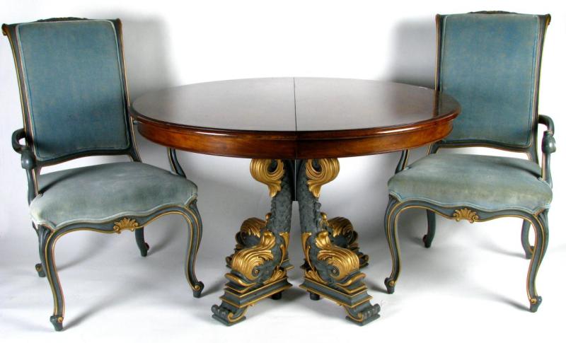 Appraisal: Karges Furniture Dining Room Group including a dolphin pedestal base