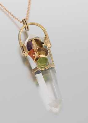 Appraisal: An Interesting Gemstone Pendant on Chain k rose gold chain