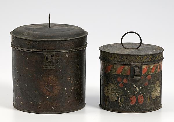 Appraisal: AMERICAN TOLE CANISTERS Mid- to late th century One has