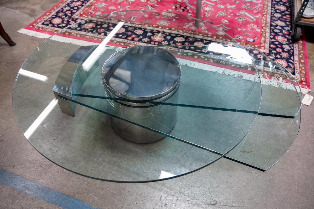 Appraisal: DAKOTA JACKSON CHROME GLASS COFFEE TABLE x inches Condition