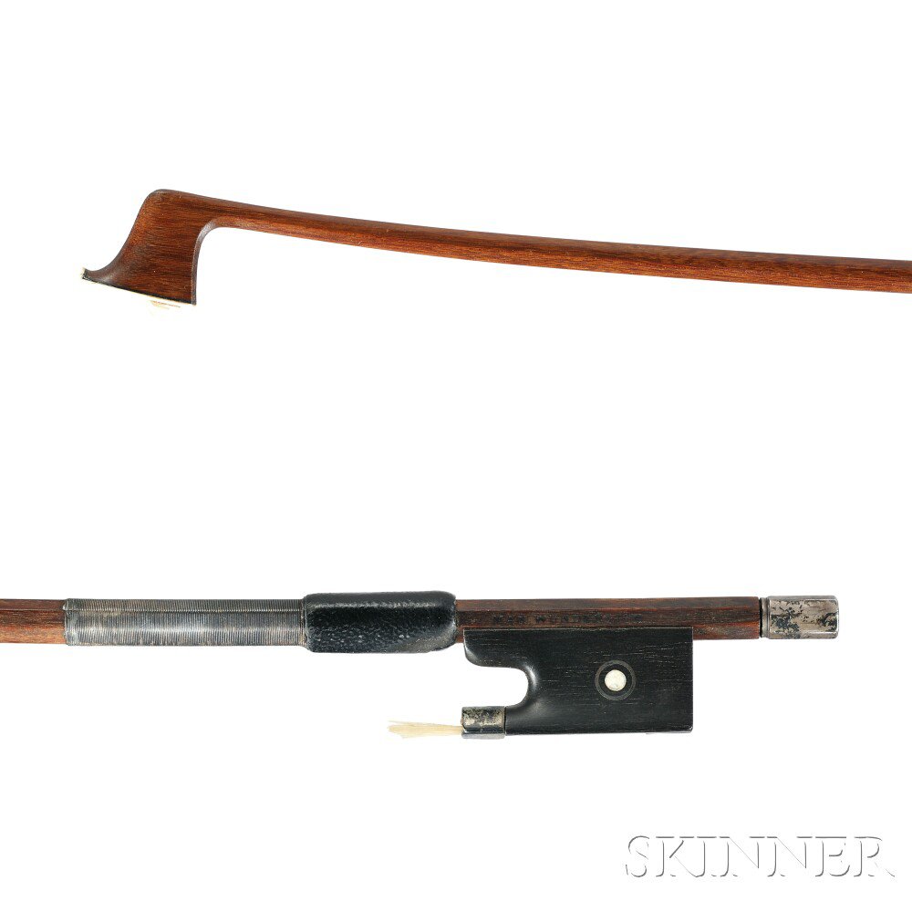 Appraisal: German Silver-mounted Violin Bow the octagonal stick stamped MAX WUNDERLICH