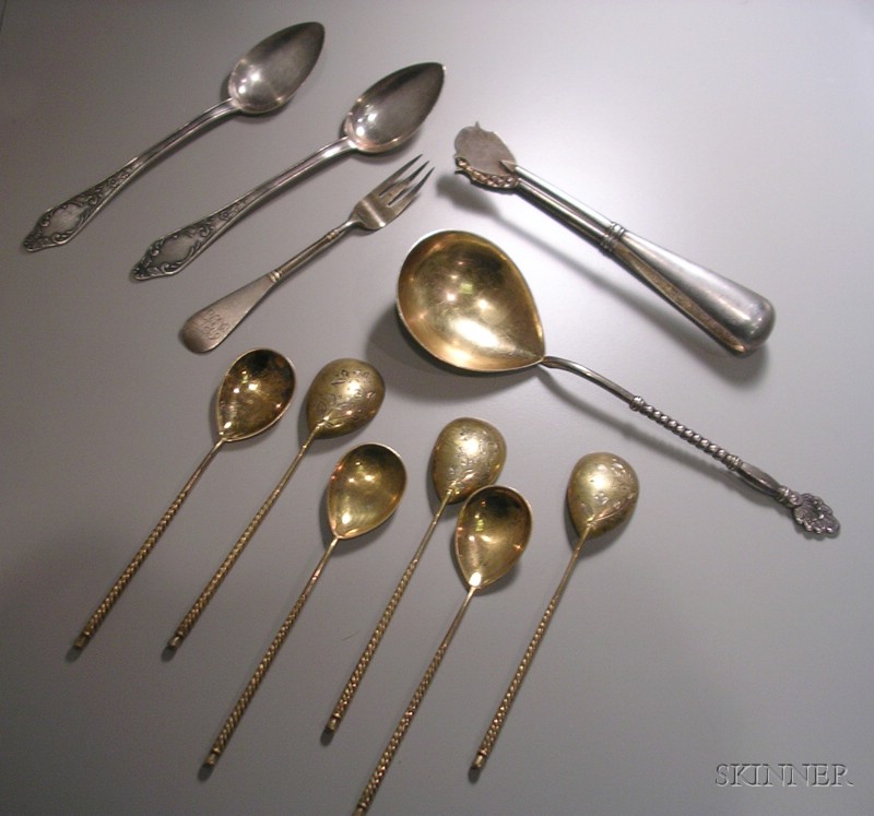 Appraisal: Eleven Russian Silver Flatware Items th century various makers a