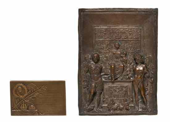 Appraisal: A Continental Silvered Metal Relief Panel of rectangular form with