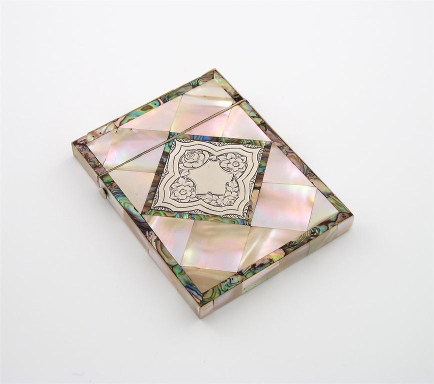 Appraisal: A late th century mother of pearl visiting card case