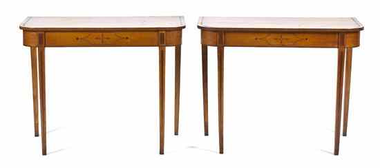 Appraisal: A Pair of George III Satinwood Console Tables having a