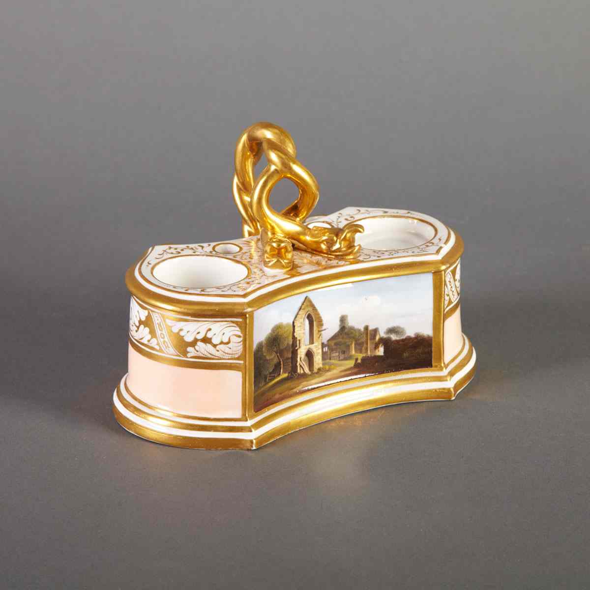 Appraisal: Barr Flight Barr Worcester Inkstand c - painted with a