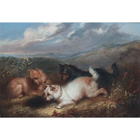 Appraisal: George Armfield British - Terriers at a Rabbit Hole Estimate