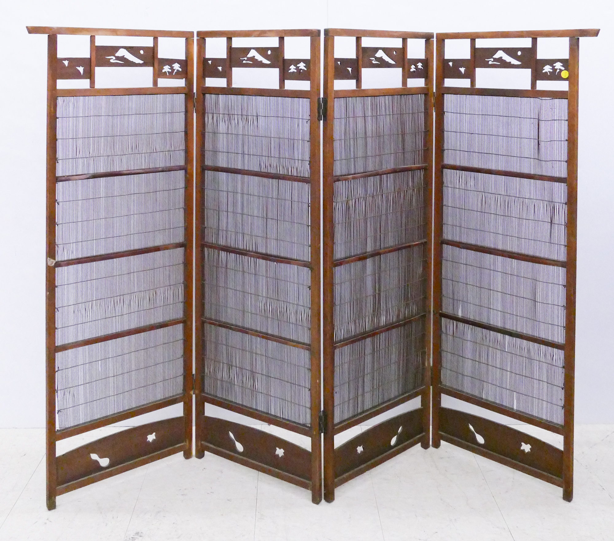 Appraisal: Meiji Japanese Panel Pierced Wood Screen- x ''