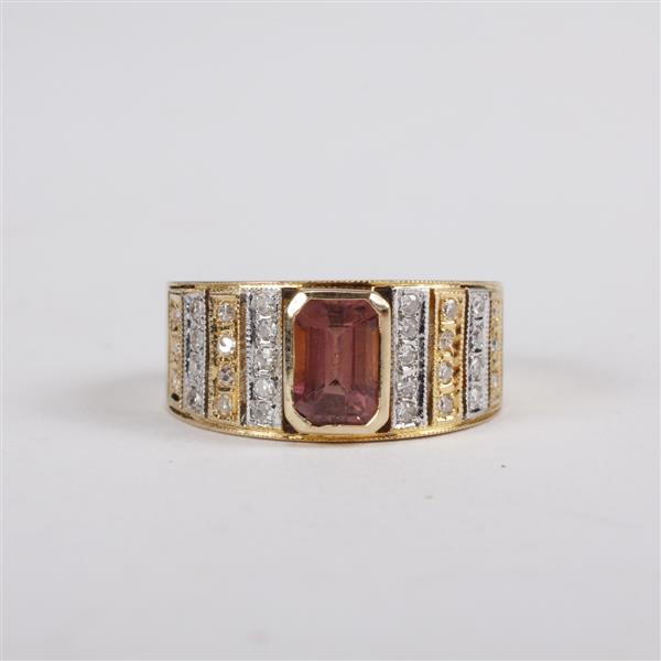 Appraisal: Yellow White gold k amethyst and diamond designer estate ring