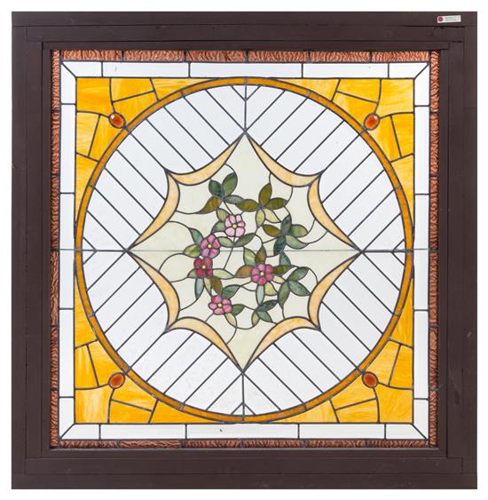 Appraisal: Sale Lot A Leaded Glass Window th century with floral