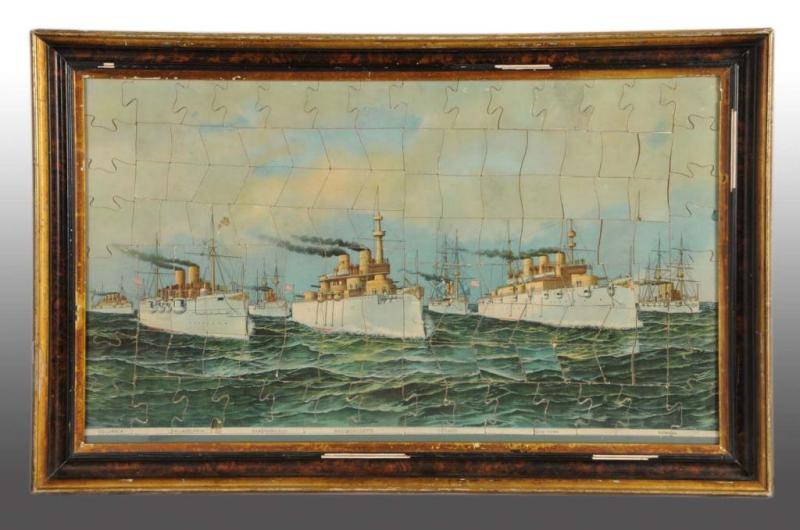 Appraisal: Framed Boat and Ship Puzzle Description Framed under glass Minor