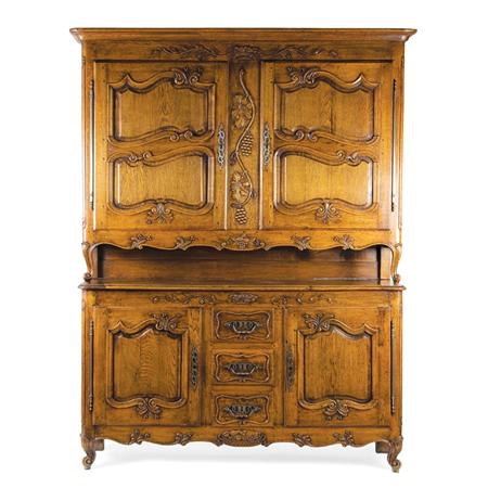 Appraisal: Provincial Louis XV Style Oak Buffet a deux Corps Estimate