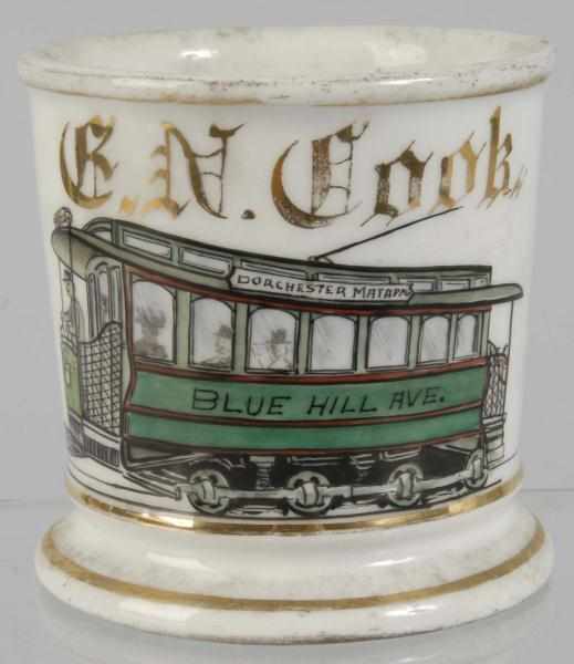 Appraisal: Trolley Car Shaving Mug Description Marked C N Cook across