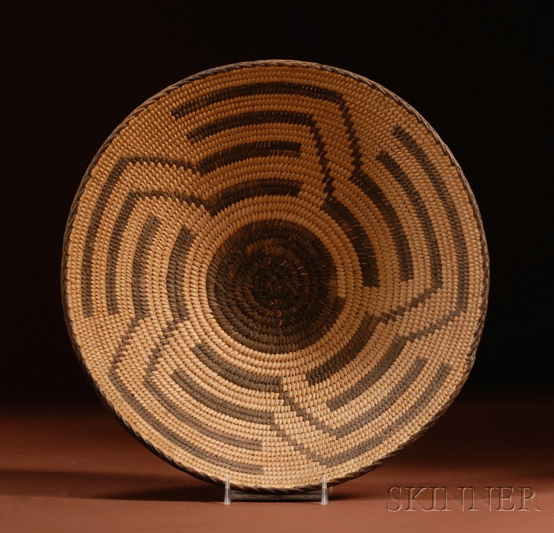 Appraisal: Southwest Coiled Basketry Bowl Pima c early th century pinwheel