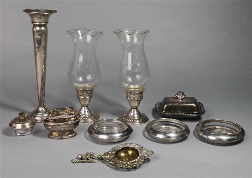 Appraisal: GROUP OF AMERICAN SILVER AND PLATED OBJECTS including a bud