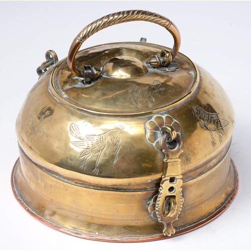 Appraisal: An Indian round brass box and domed lid early th