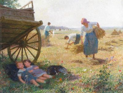 Appraisal: Victor Gabriel Gilbert French - Harvest scene Signed and dated