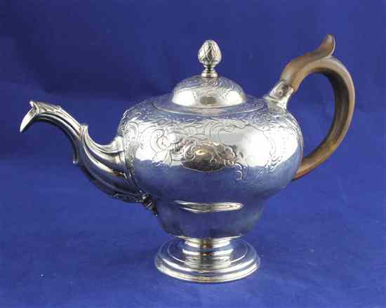 Appraisal: An early George III Scottish silver pedestal teapot of inverted