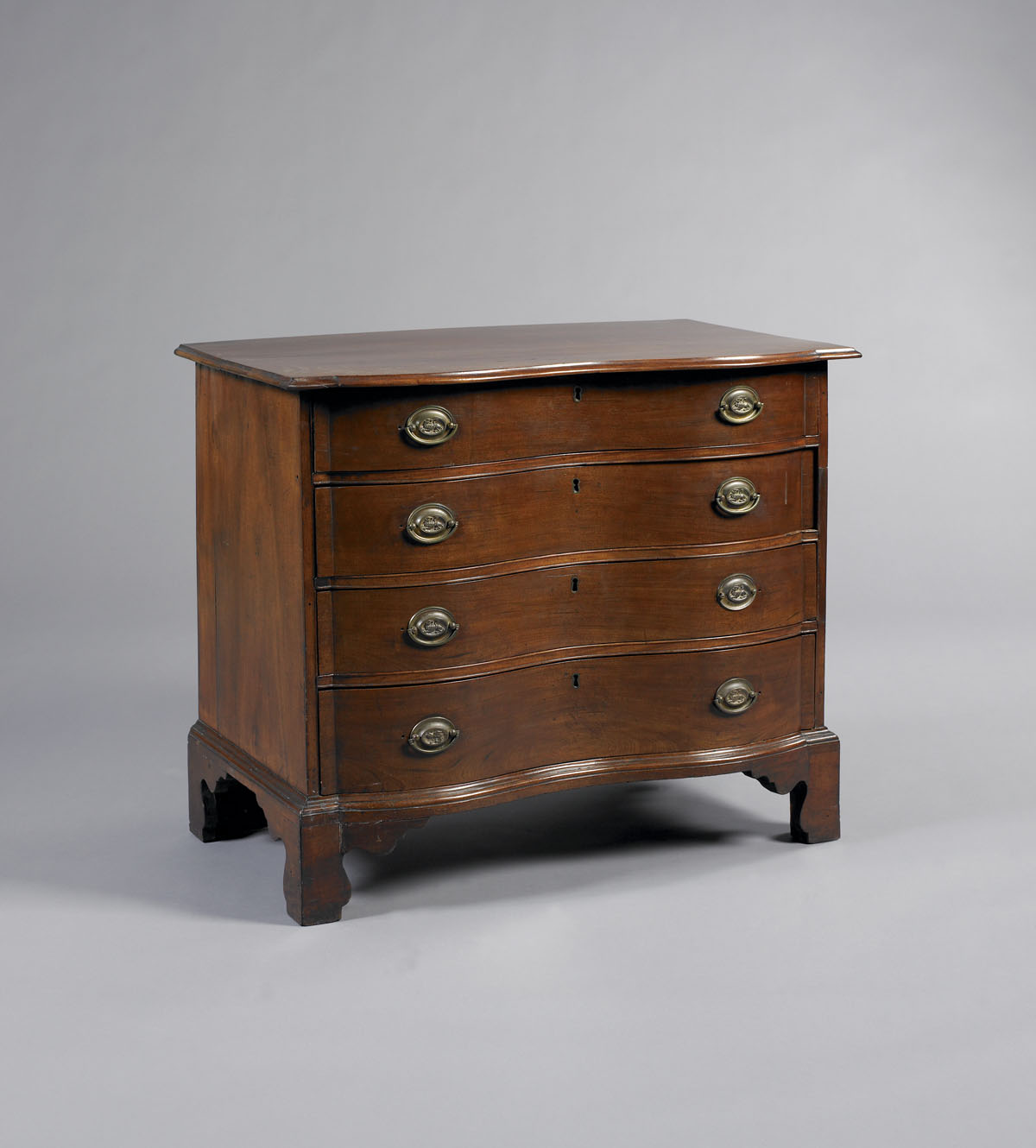 Appraisal: FINE BOSTON CHIPPENDALE CARVED MAHOGANY REVERSE SERPENTINE-FRONT CHEST OF DRAWERS