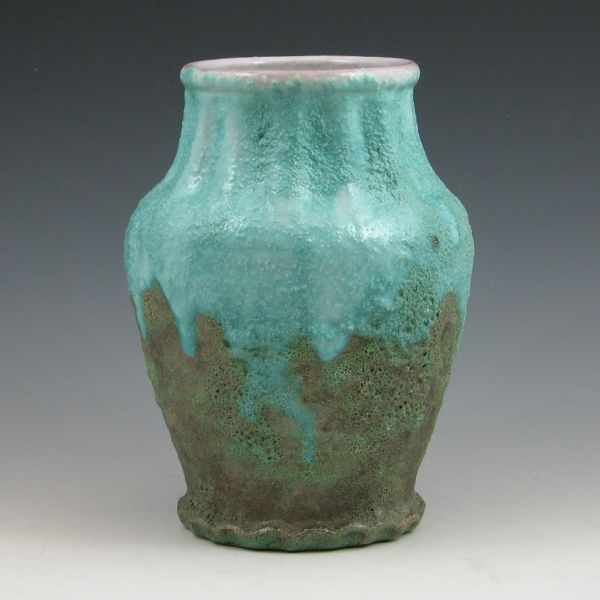 Appraisal: W C Brouwer vase with volcanic glaze in light blue