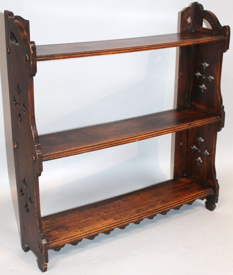 Appraisal: A set of early thC oak hanging shelves in three