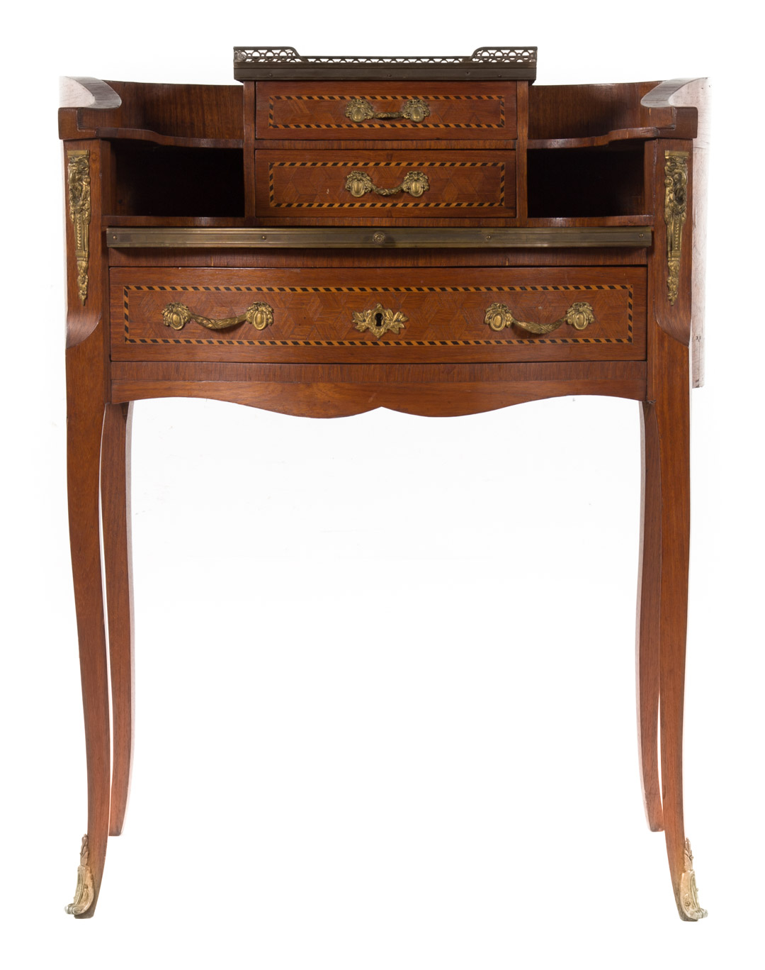 Appraisal: Louis XV style walnut petit bureau circa leather top writing