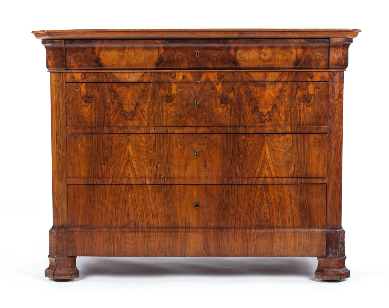 Appraisal: Louis Philippe walnut chest of drawers circa flat top with