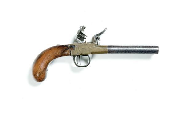 Appraisal: FLINTLOCK DOUBLE BARREL PISTOL Belgium late th century Brass lock