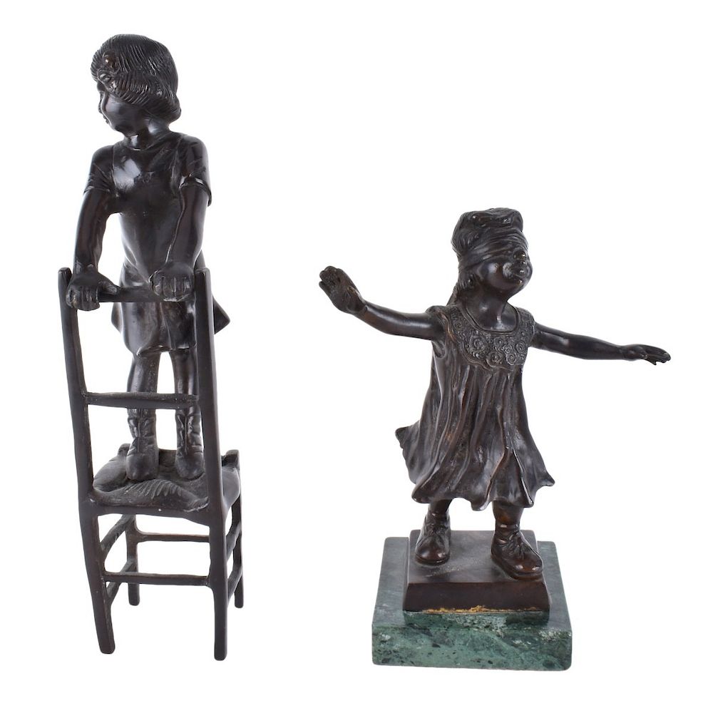 Appraisal: Bronze Sculptures Two Art Nouveau Bronze Sculptures After Auguste Moreau