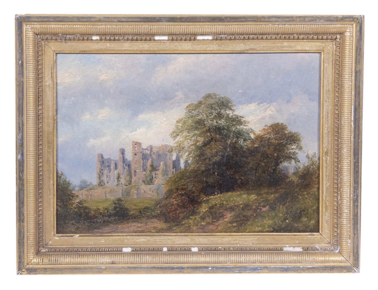 Appraisal: ILLEGIBLY SIGNED OIL ON PANEL VIEW OF CASTLE RUINS DATED