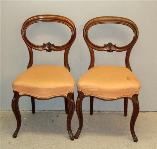 Appraisal: Set of four th century mahogany balloon back chairs with