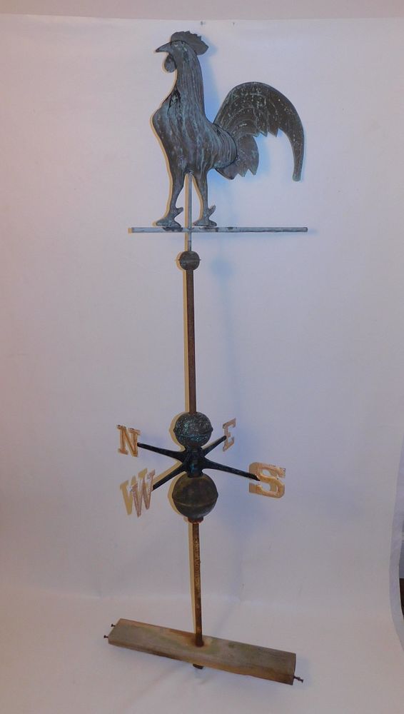 Appraisal: OLD COPPER ROOSTER WEATHERVANE Old full-bodied copper rooster weather vane