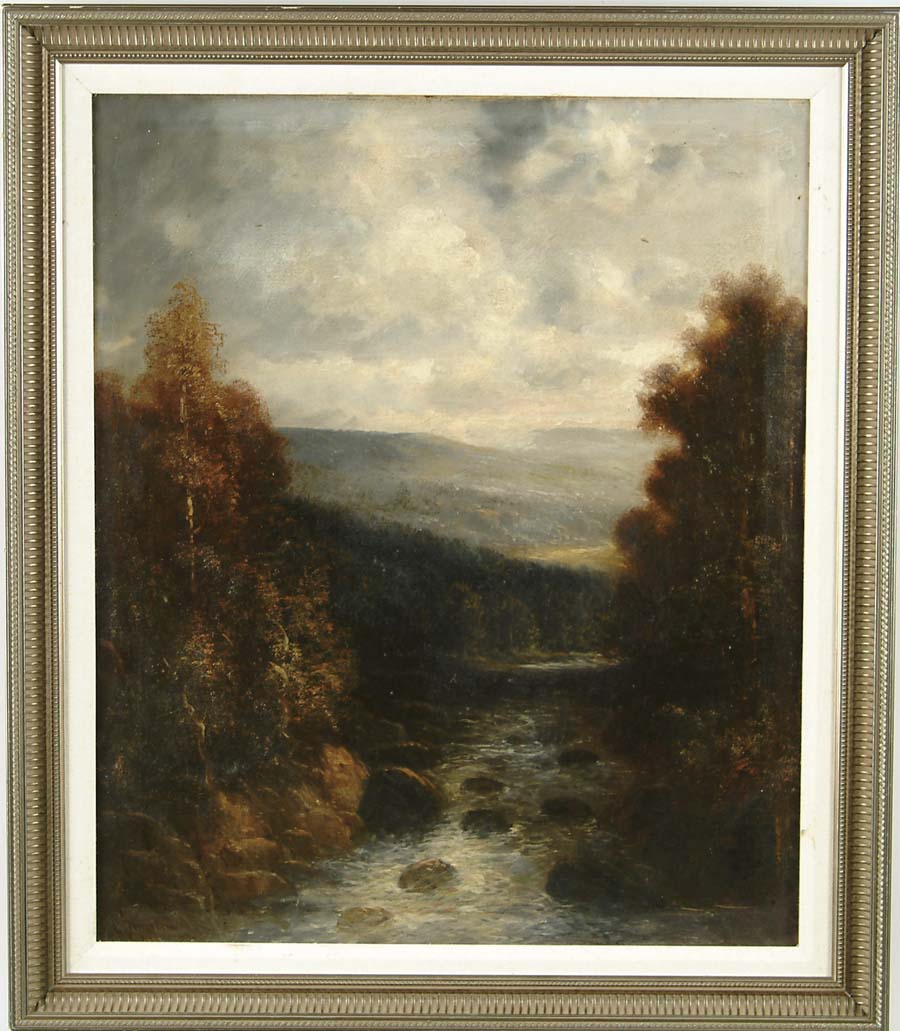 Appraisal: CHRISTOPHER HI SHEARER American - LANDSCAPE WITH RIVER Oil on