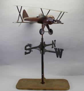 Appraisal: Figural Airplane Copper Weathervane on Stand Figural Airplane Copper Weathervane