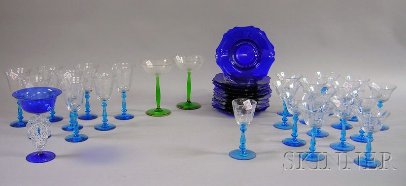 Appraisal: Thirty-four Pieces of Colored and Colorless Glass Stemware and Tableware