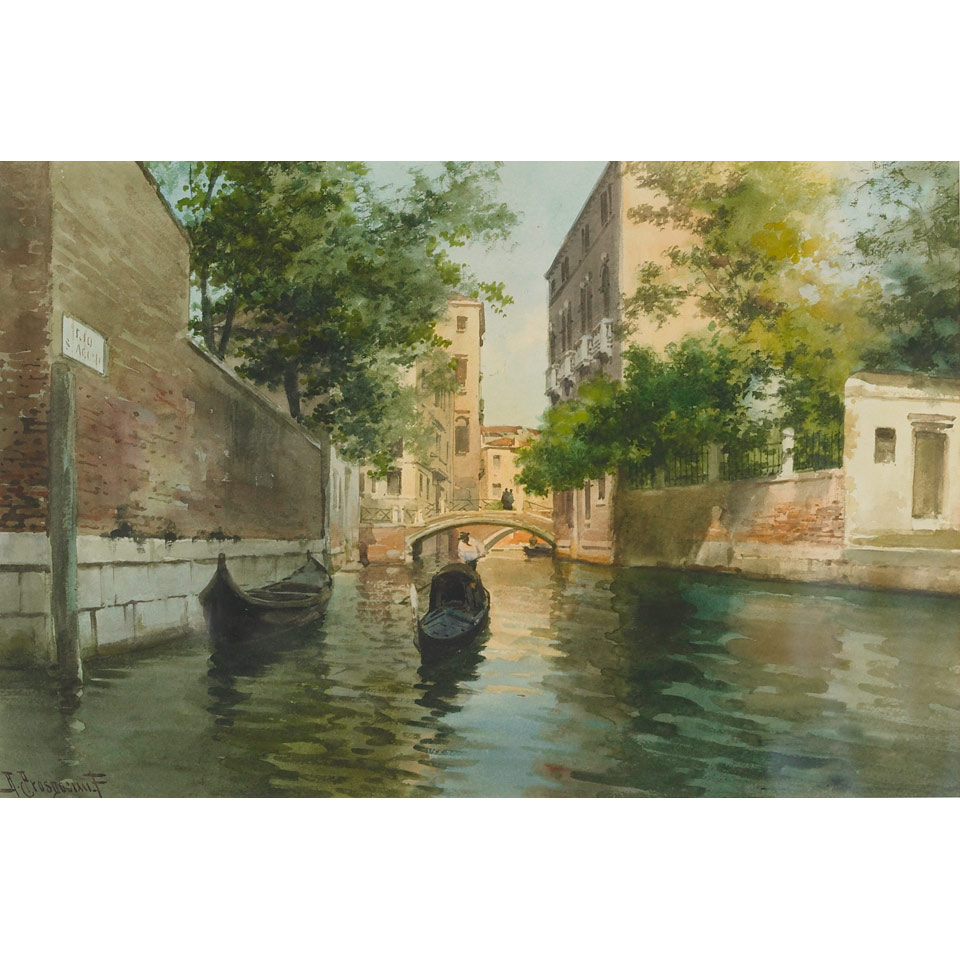 Appraisal: Alberto Prosdocimi - Italian GONDALIER IN A SHADY VENETIAN CANAL