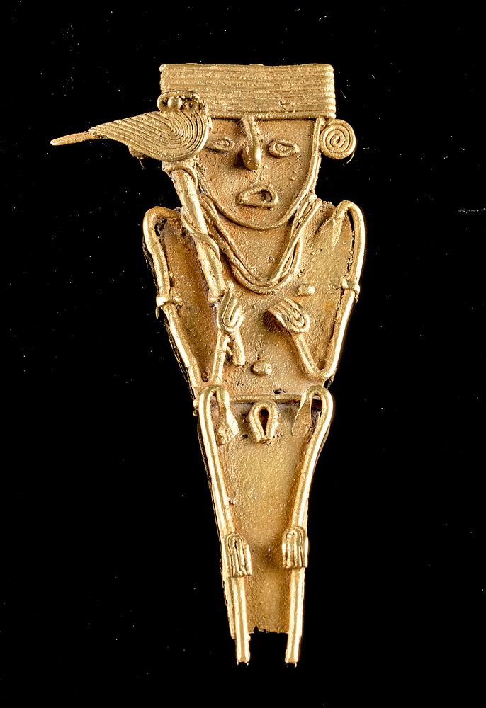 Appraisal: Fine Muisca Tumbaga Tunjo Figural Ornament Pre-Columbian Colombia Guatavita Lake