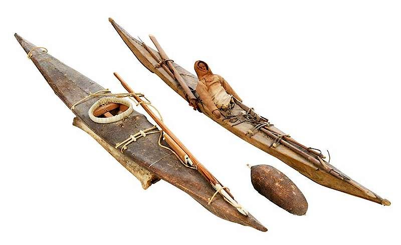 Appraisal: Two Inuit Kayak Models th th century model with carved