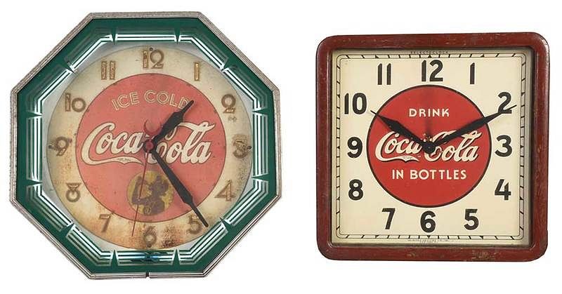 Appraisal: Two Vintage Electric Coca Cola Clocks American mid th century