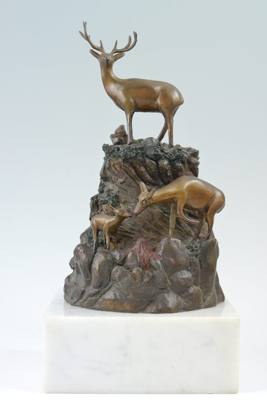 Appraisal: PARKER Daniel Ray American - Deer Family Grouping Bronze ''