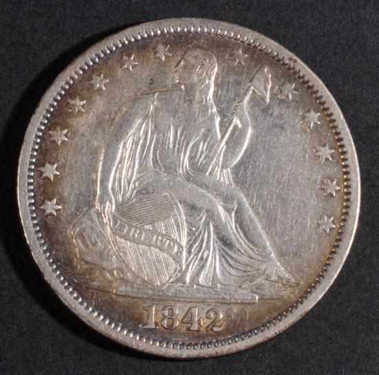 Appraisal: United States seated Liberty type silver half dollar AU- Estimate