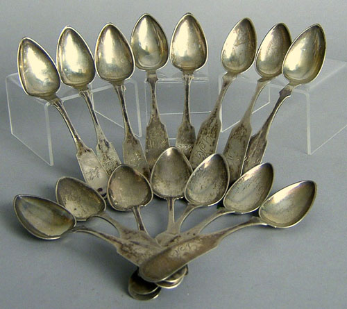 Appraisal: Lancaster County PA coin silver spoons to include by F