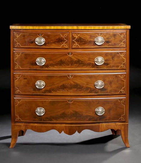 Appraisal: Regency Mahogany Bowfront Chest early th century and later the