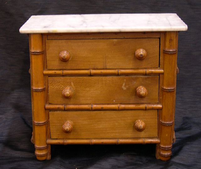 Appraisal: Miniature French Bamboo-Turned Maple Chest of Drawers fourth quarter th