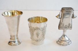 Appraisal: SILVER JUDAICA HOLDER CUP AND BEAKER